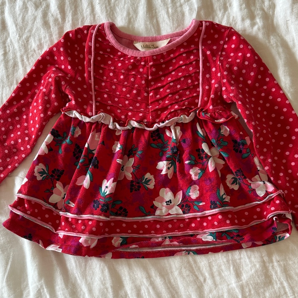 Matilda Jane Red and Pink Polka Dot Top